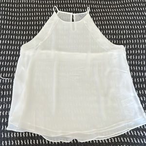 Naked Zebra - White Halter Tank with Sheer Racerback and Keyhole Closure - Large